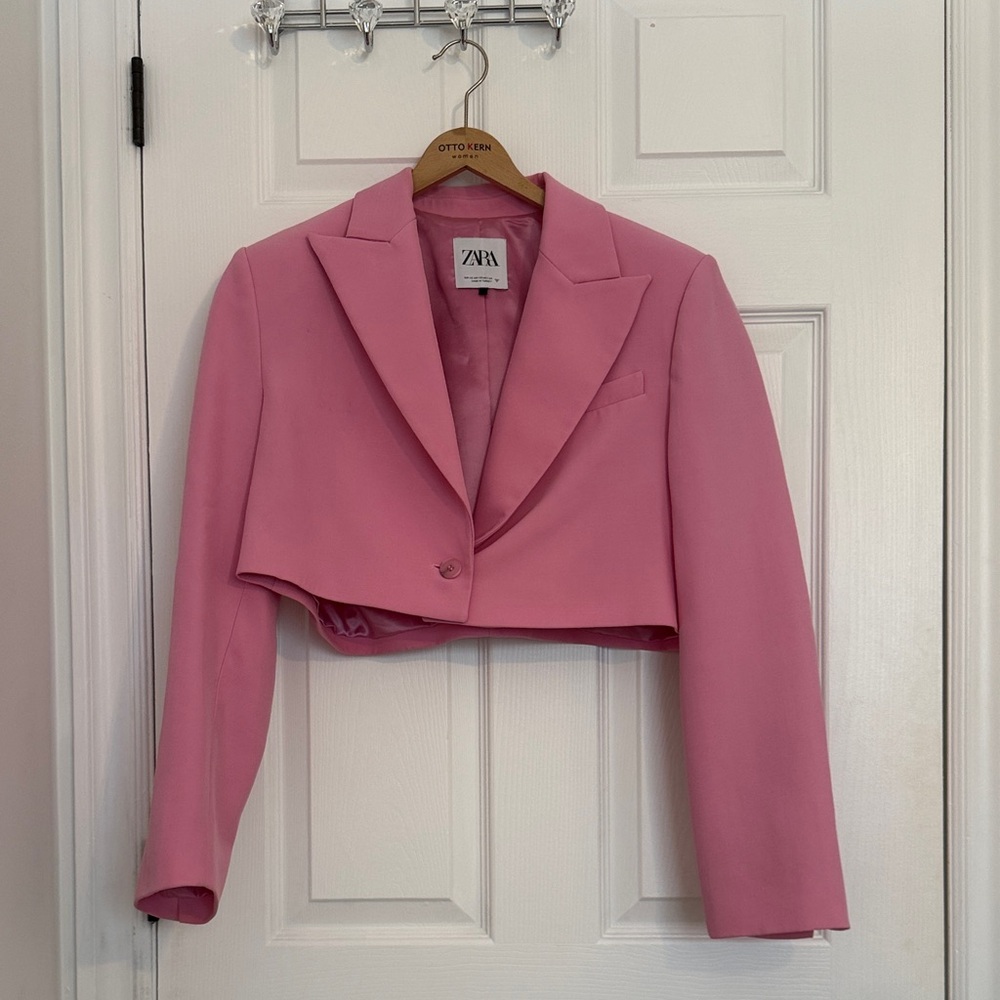 Zara Pink Cropped Blazer